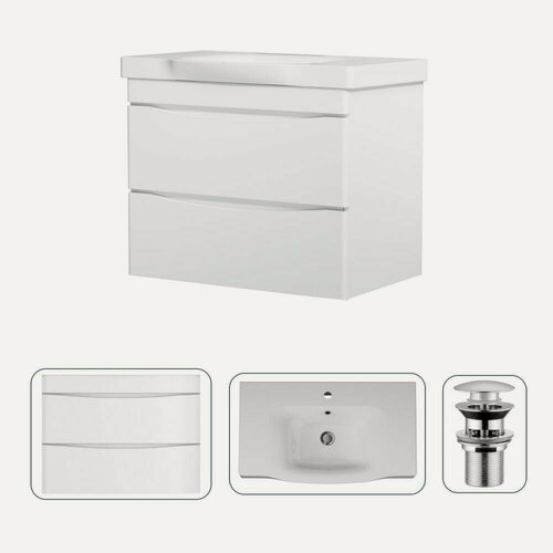 Изображение товара Тумба с раковиной в ванную AM.PM с металлическим донным клапаном, подвесная, 80 см