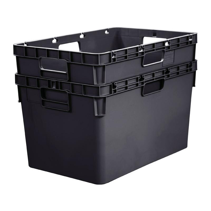 Ящик п/э 600x400x340 сплошной, стенки с отверс. для пакетов цв. черный - фотография № 2