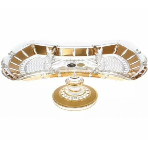 Менажница на ножке Crystal Heart золотые окошки 33см 35026