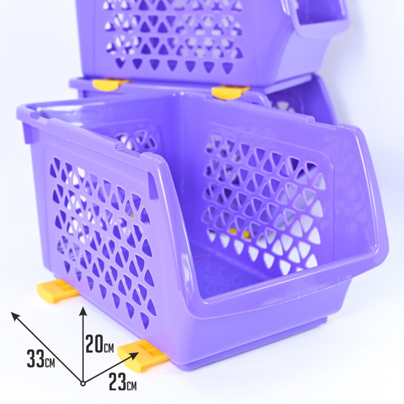 Корзины для хранения, набор 3 шт. по 10 л. (цвет фиолетовый) - фотография № 2