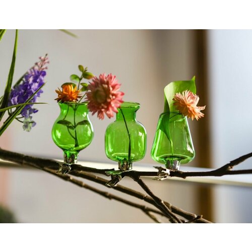 Стеклянные мини-вазочки на прищепке фисташковые 7 см набор - 3 шт 4 SEASONS 3810₽