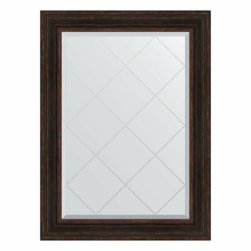 Зеркало с гравировкой в багетной раме - темный прованс 99 mm