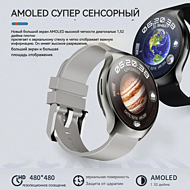 Смарт часы HW6 MINI Умные часы PREMIUM Series Smart Watch AMOLED, iOS, Android, СhatGPT, Bluetooth звонки, 3 ремешка в комплекте — фото 4