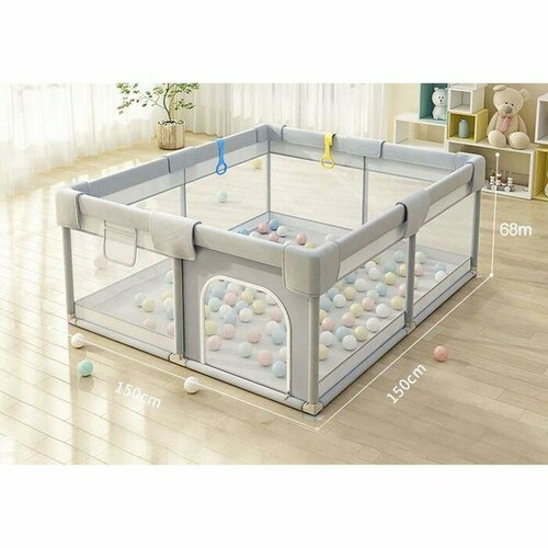 Манеж детский Серый 150х150х68 см 7875₽