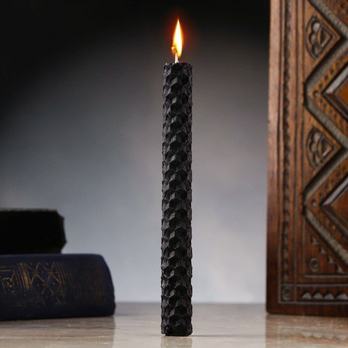 фото Свеча из вощины "Перерождение и новое начало" , 13х1,7 см, 1 ч, черный