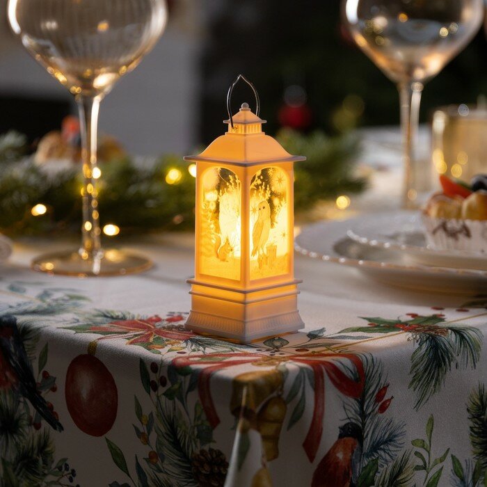 фото Светодиодная фигура «Белый фонарь с совой» 5 × 12 × 5 см, пластик, батарейки AG13х3, свечение тёплое белое