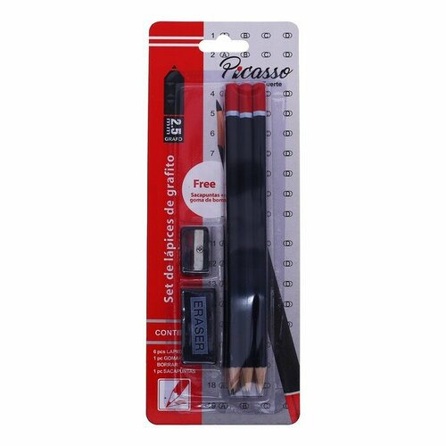 Набор чернографитных карандашей 6 штук точилка ластик 538₽