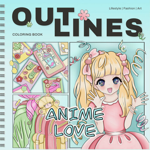 Изображение товара Раскраска скетчбук OUTLINES Anime Love Манга и аниме для детей и взрослых (240A)
