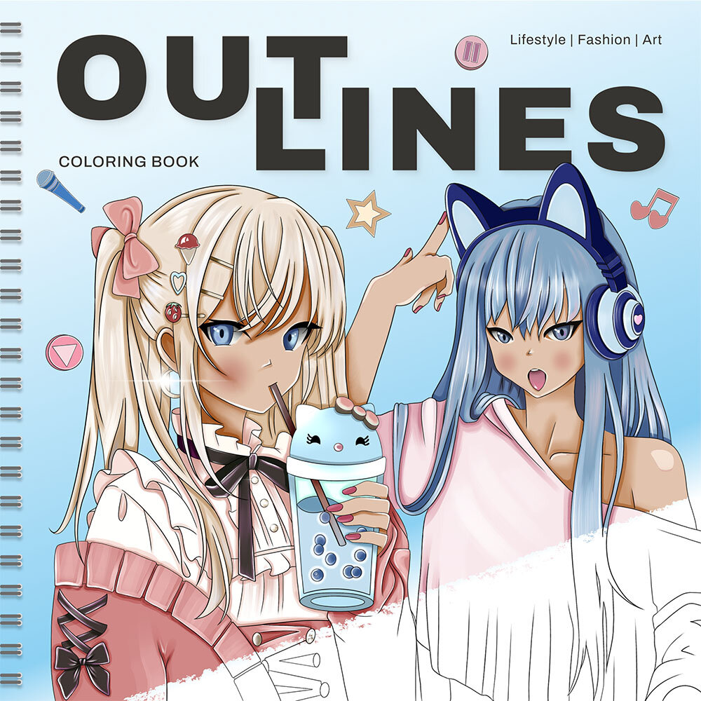 Раскраска скетчбук OUTLINES Anime Teens Аниме и манга