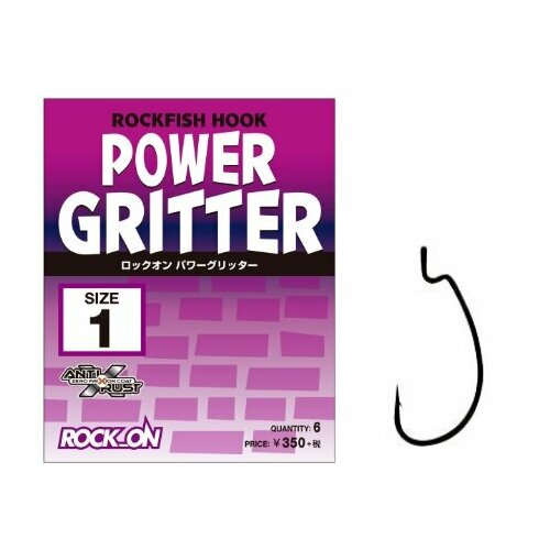 фото Varivas, крючки rock on power gritter, №1, 6шт.