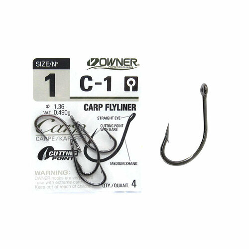 Крючки Owner 53261 Carp Flyliner C-1 №1 (4шт)