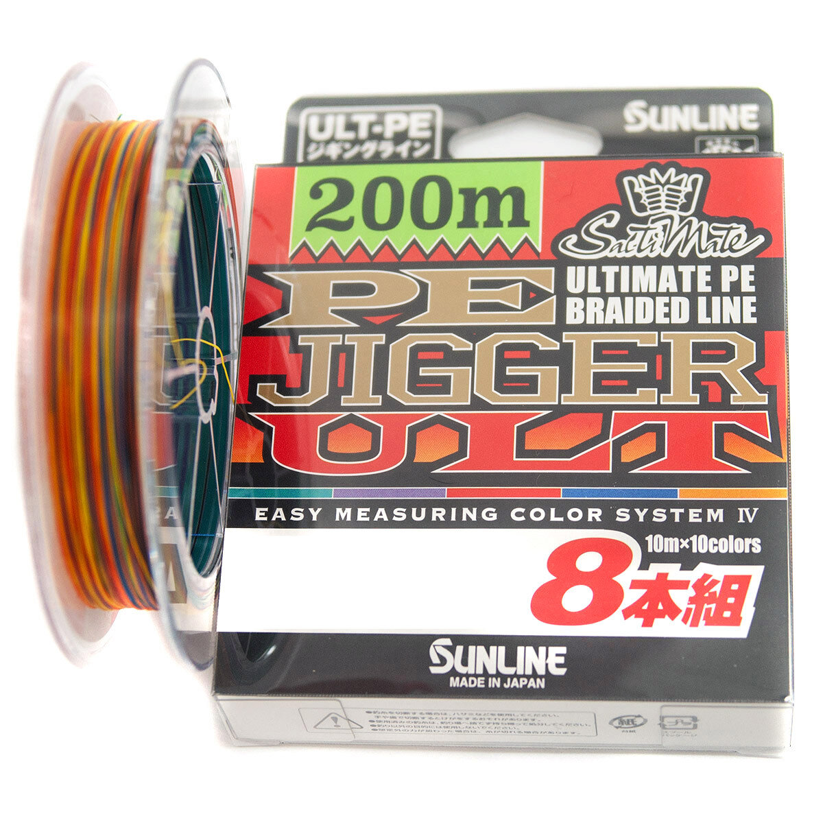 Шнур SUNLINE PE JIGGER ULT 8 BRAID 200m #0.8 12lb 6kg max MULTICOLOR