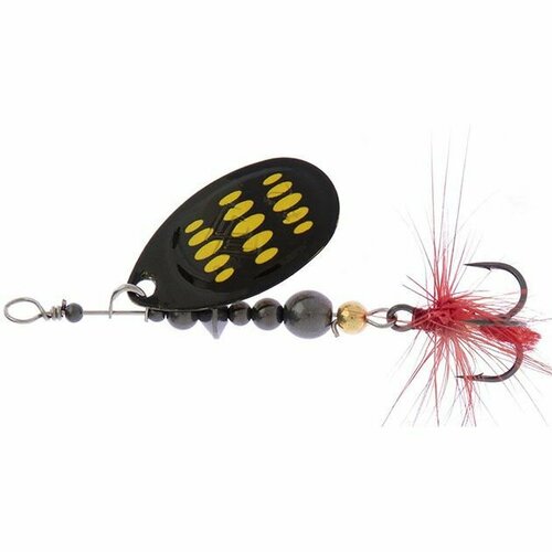 фото Блесна вращающаяся mikado hypnotic № 4 - bee (10,3 г; тройник bkk) с красной кисточкой