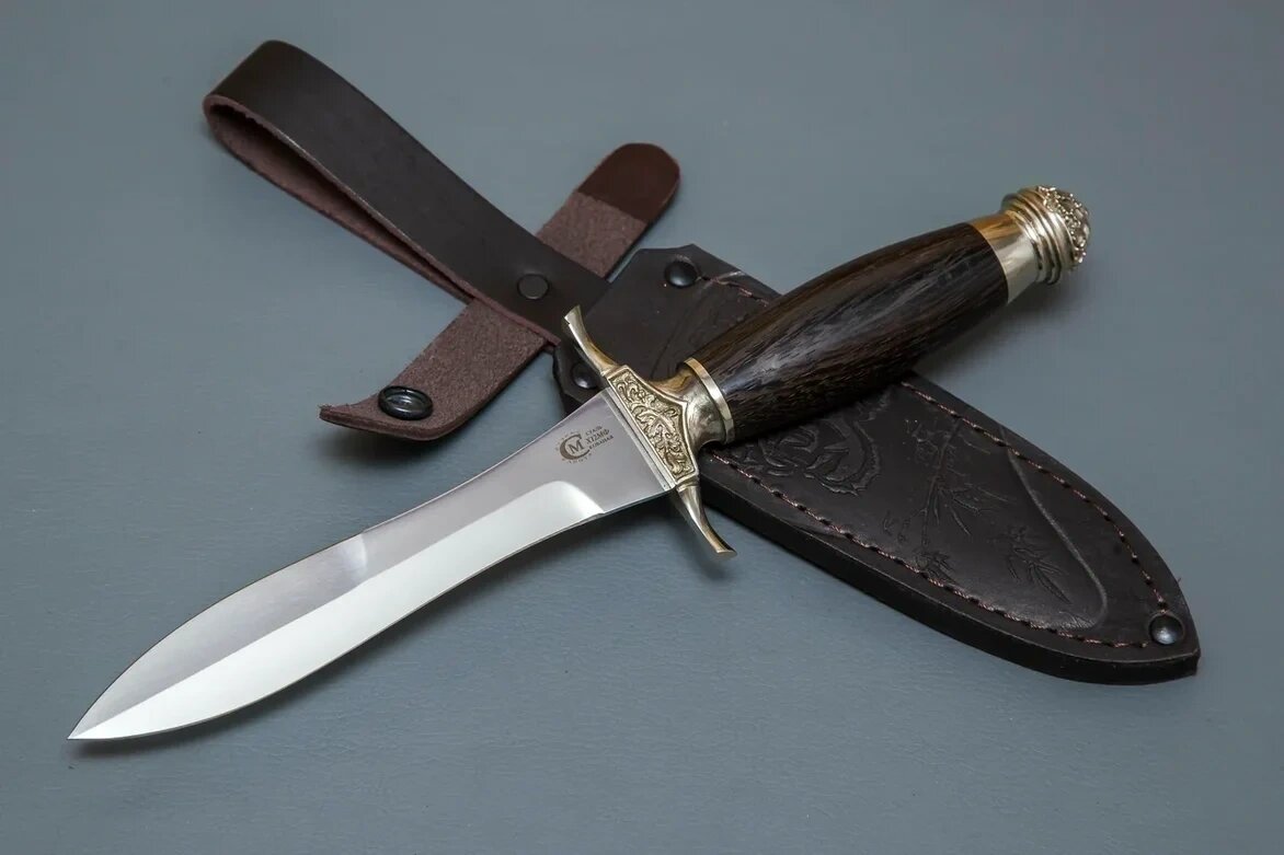 Нож из кованой стали Х12МФ «Адмирал», рукоять литье мельхиор, венге - Кузница Сёмина