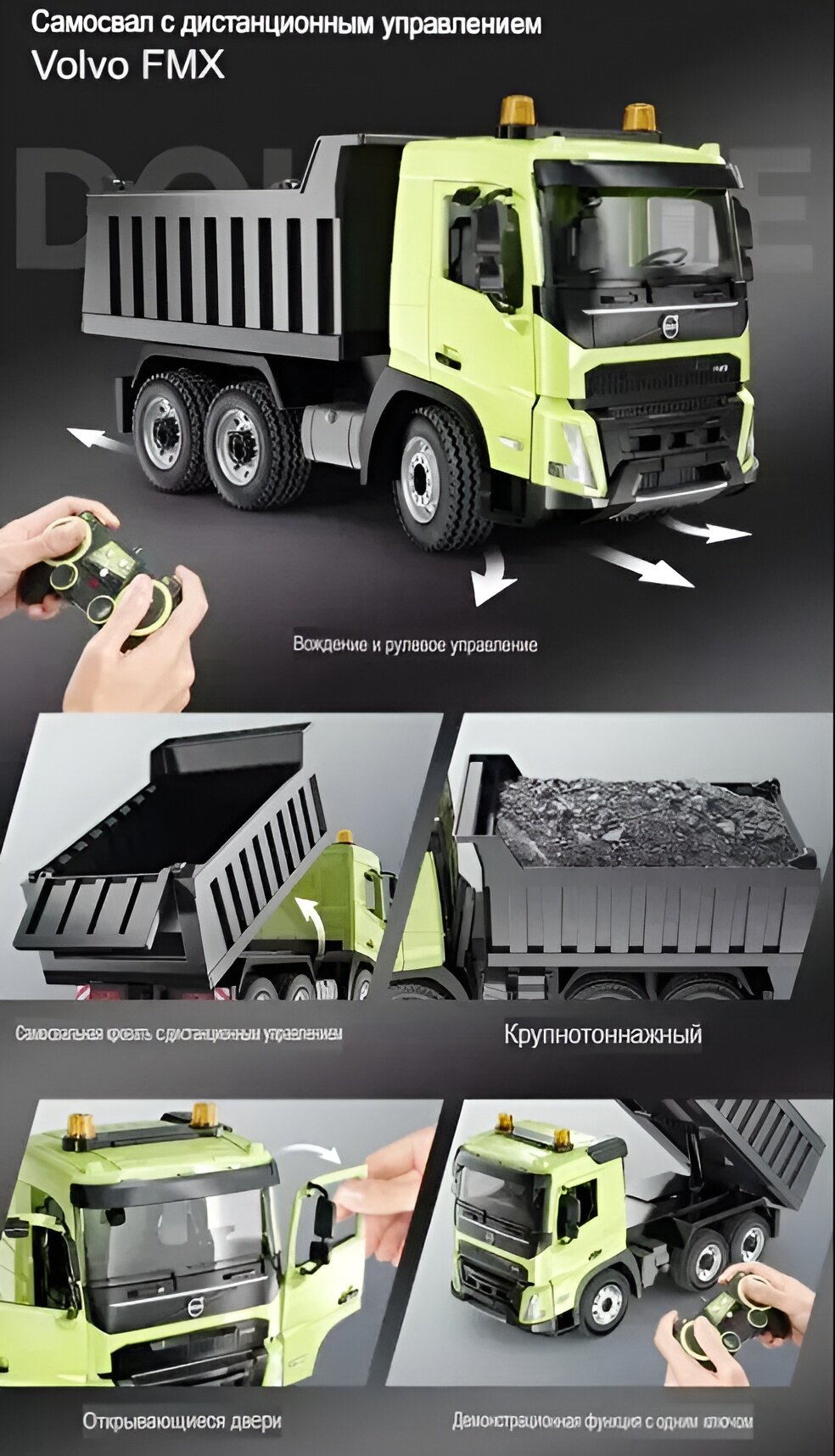 Радиоуправляемый самосвал Double Eagle Volvo FMX масштаб 1:20 - E505-003