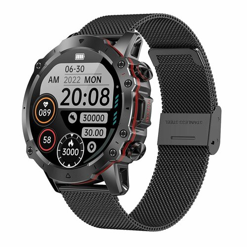 Смарт часы мужские спортивные Lemfo K56 черный металл / Умные часы наручные / Bluetooth Smart Watch с пульсометром, шагомером, счетчиком калорий