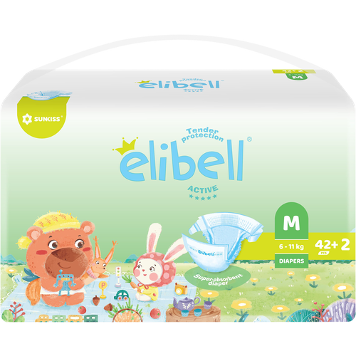 Подгузники для детей Elibell Active M 6-11кг, 44 шт.