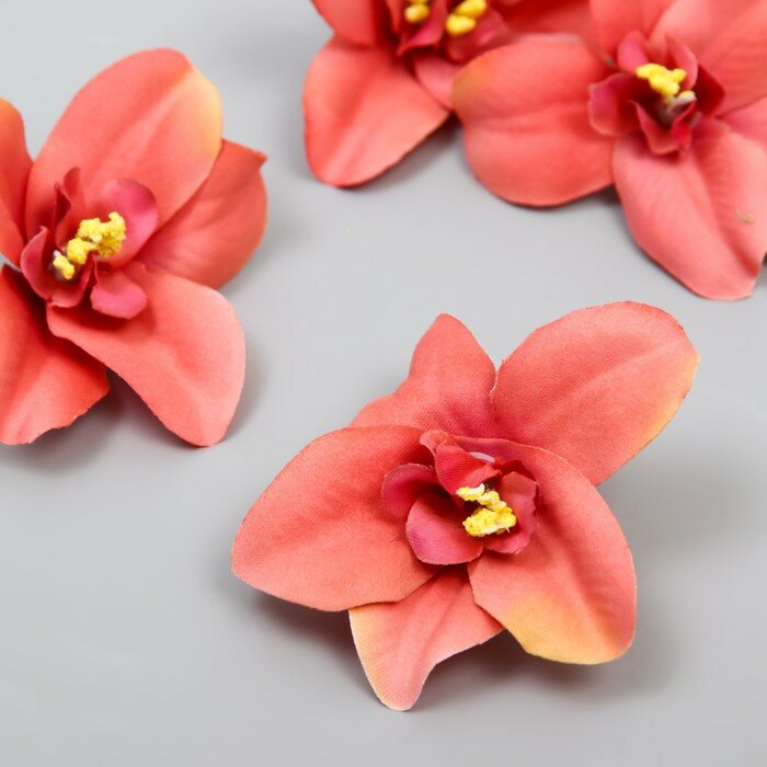 Бутон на ножке для декорирования "Орхидея кремово-розовая" 7,5х8 см(5 шт.)