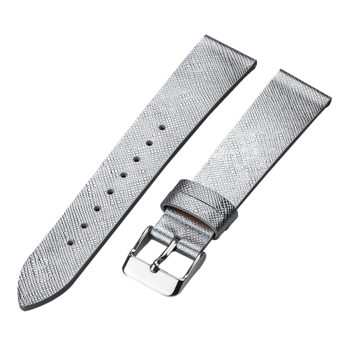 Ремешок LINCOR, фактура зернистая, размер 18, серебряный