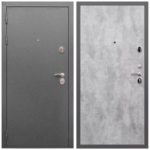 Дверь входная Армада Оптима Антик серебро / ПЭ Цемент светлый МДФ панель 6 мм гладкая