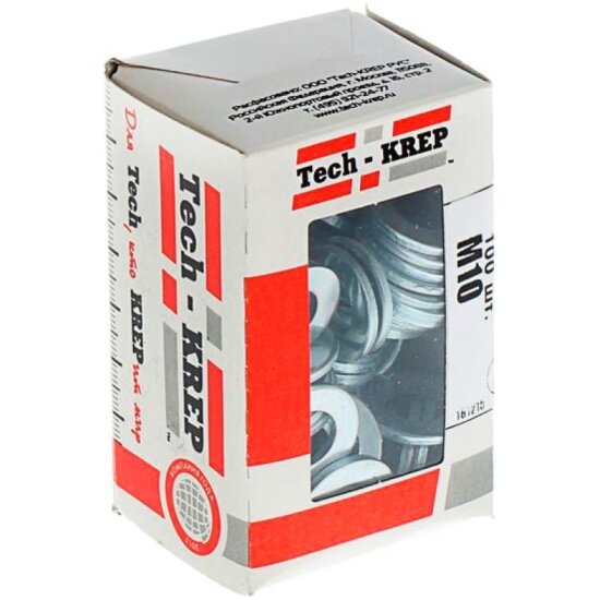 фото Шайба DIN125а плоская оцинк. М8 (200 шт) - коробка с ок. Tech-Krep