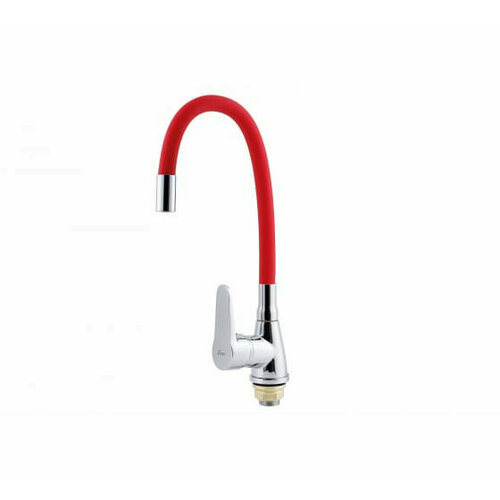 FAUZT FZs822-B101 красный, Смеситель для кухонной мойки (40мм, на гайке, гибкий излив) смеситель для кухни lemen однорычажный lа9021r красный гибкий излив на гайке