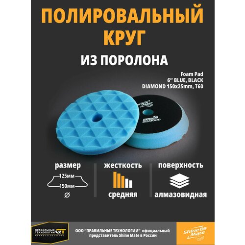 Полировальный круг средний Shine Mate blue 150/130x25mm T60