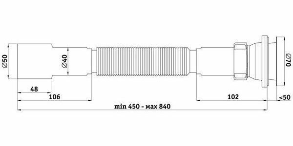 Сифон-гофра 11/2"х40/50 нерж выпуск АНИ G106 - фотография № 1