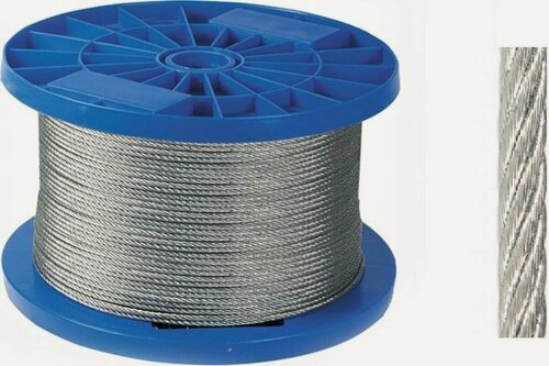 Изображение товара Трос стальной оцинкованный д.6 мм (100 метров)