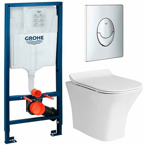 Инсталляция Grohe Rapid SL 38721001 + унитаз Cerutti 2615E безободковый с сиденьем инсталляция grohe 38721001 унитаз подвесной безободковый с сиденьем cezares loto bb070chr