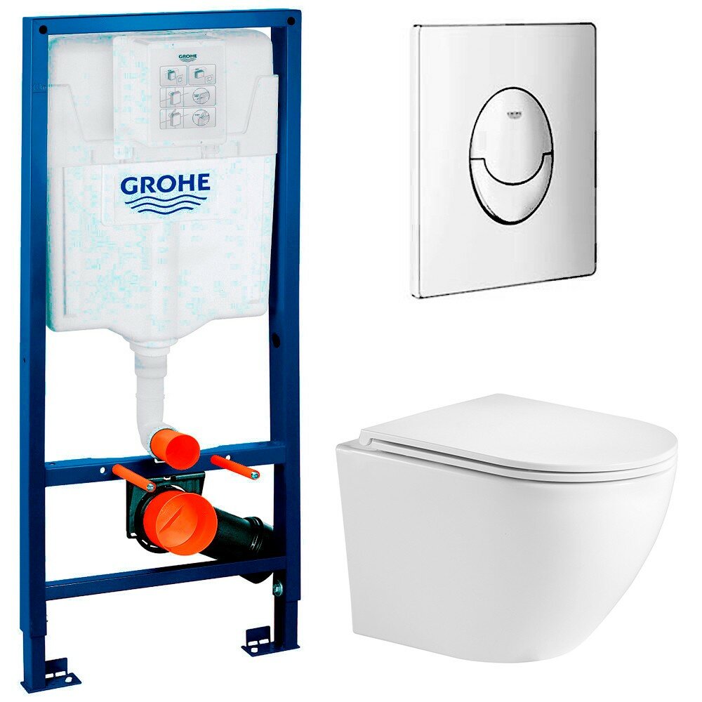 фото Инсталляция Grohe Rapid SL 38721001 + унитаз WeltWasser Merzbach 004 GL-WT безободковый с сиденьем