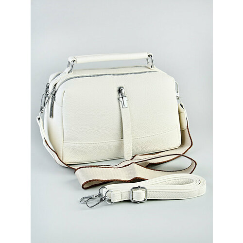 фото Сумка кросс-боди , фактура зернистая, бежевый adafman