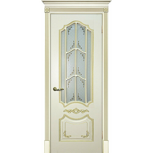 Межкомнатная дверь эмаль слоновая кость / патина золото ( Ral 1013 ) Смальта 10 до