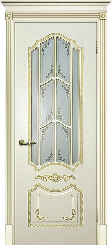 фото Межкомнатная дверь эмаль слоновая кость / патина золото ( Ral 1013 ) Смальта 10 до