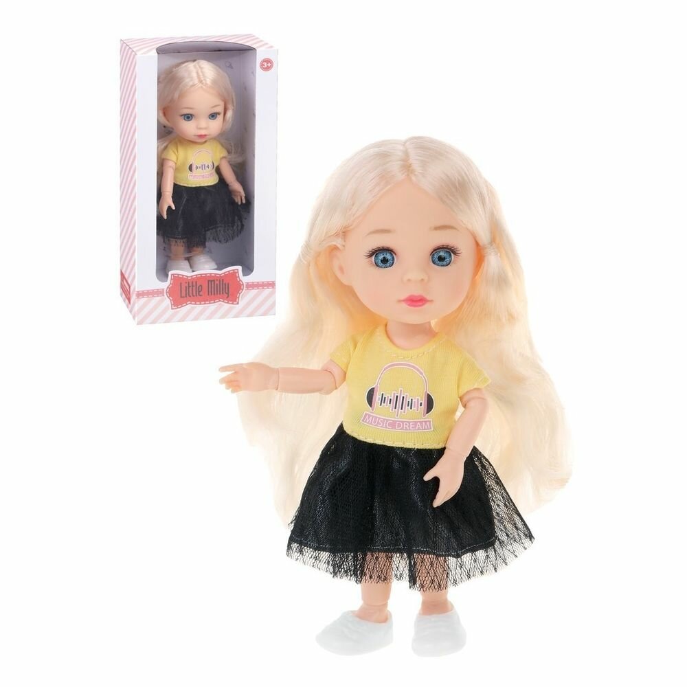 Кукла Наша Игрушка "Little Millie", в черно-желтом платье, 15 см, в коробке (91033-12)