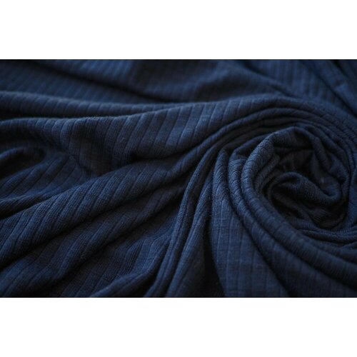 Ткань темно-синий трикотаж в полоску