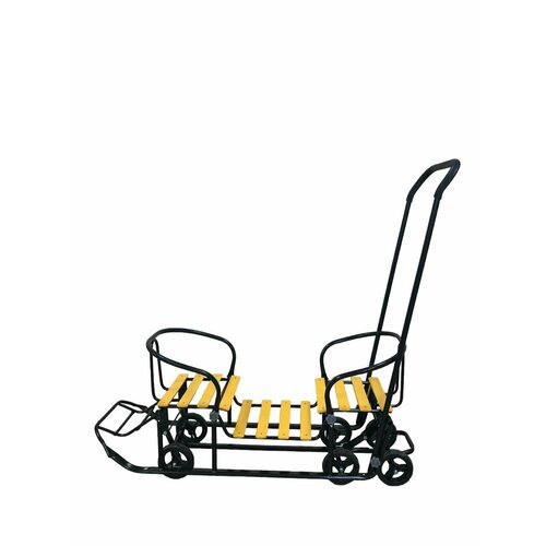 фото Санки для двойни с колесами погодки универсал 1 желтые на черном каркасе нет бренда