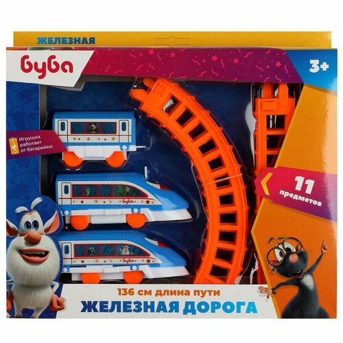 Железная дорога мультяшная буба длина пути 136, кор. 25*20,5*4см играем вместе железная дорога строительный поезд длина пути 140см 11 предметов