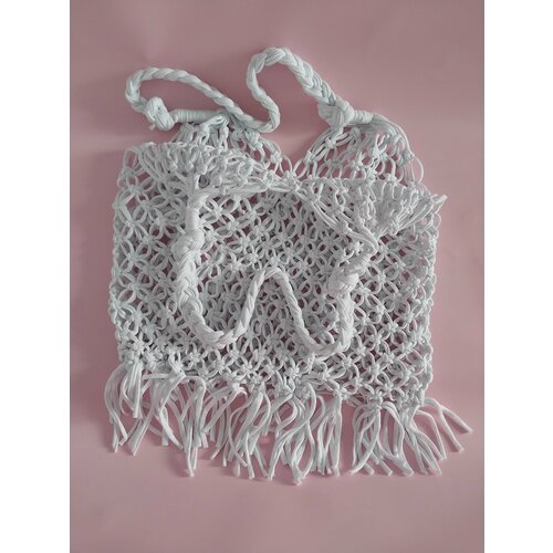 фото Сумка шоппер syupeyan, фактура вязаная, белый