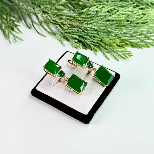 Серьги Rigant, искусственный камень, кристалл, зеленый