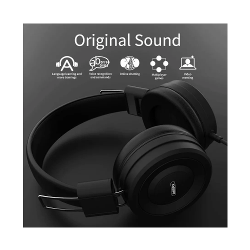 Наушники проводные Remax RM805 с микрофоном полноразмерные черные 32 Ом 16 кГц 112 дБ 106300₽