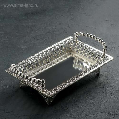 Поднос сервировочный Серебряный жемчуг 28х18 см цвет серебряный 1160₽
