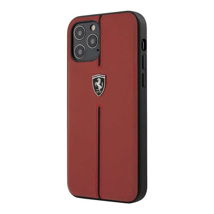 Кожаный чехол Ferrari Off-Track stripe Hard для iPhone 12 mini, красный