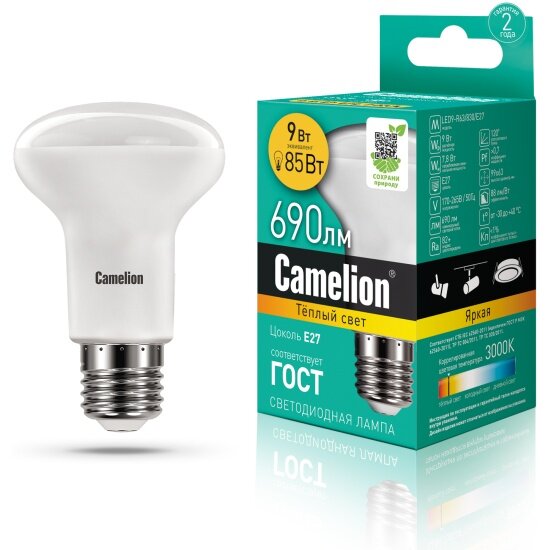 Светодиодная лампа Camelion LED9-R63/830/E27