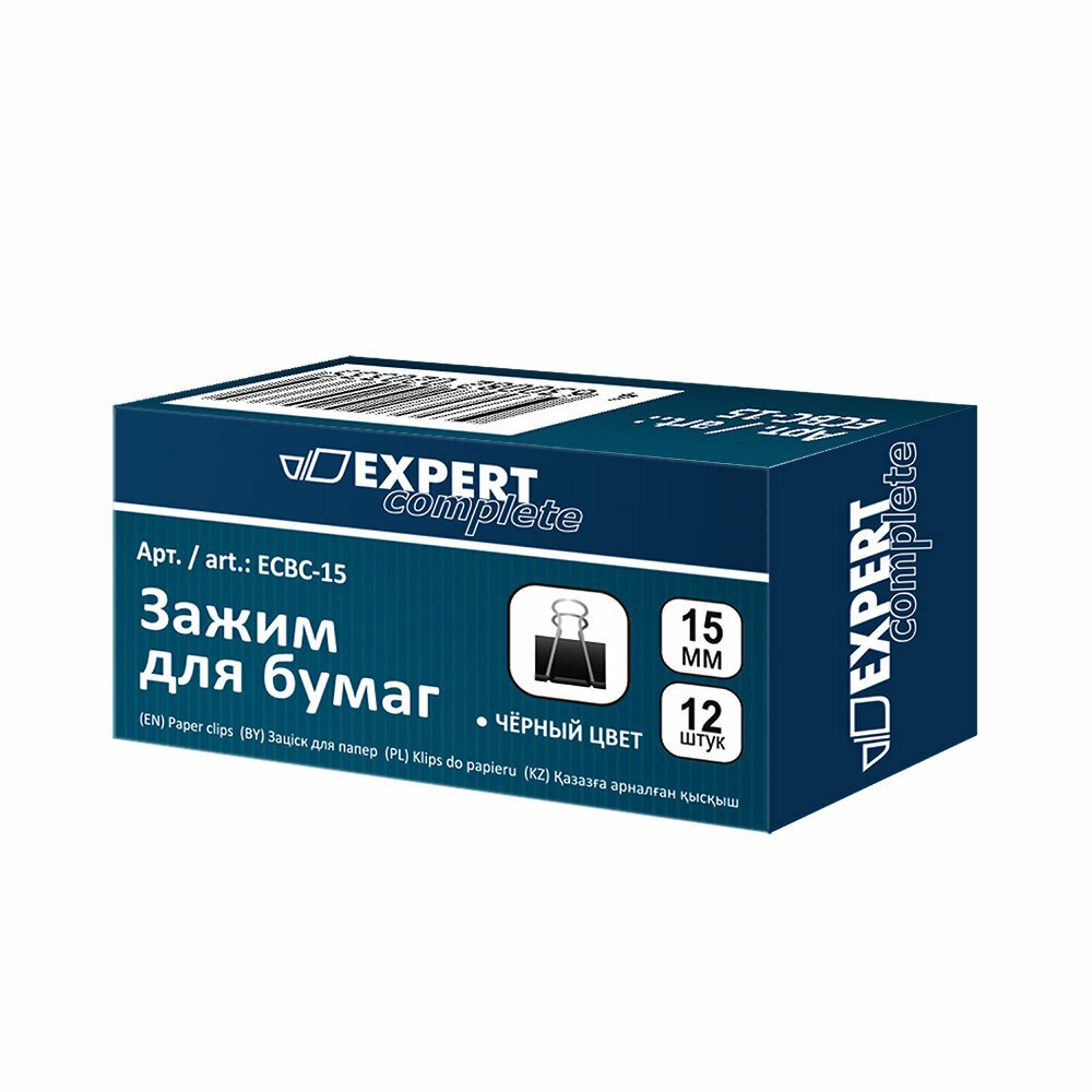 фото Expert Complete Зажим для бумаг ECBC-15 15 мм 12 шт. черный