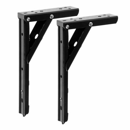 Кронштейн складной для столов и полок , F001 , 2 шт, длина 200 мм, сталь, цвет черный 9703
