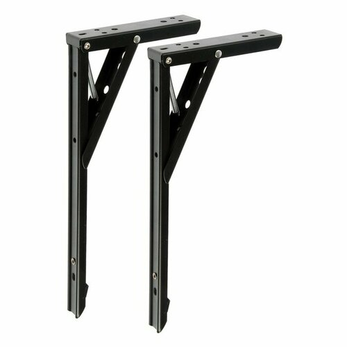 Кронштейн складной для столов и полок , F001 , 2 шт, длина 300 мм, сталь, цвет черный 9703