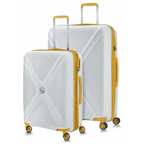 фото Комплект чемоданов l'case, 2 шт., пластик, 119 л, размер m/l, белый
