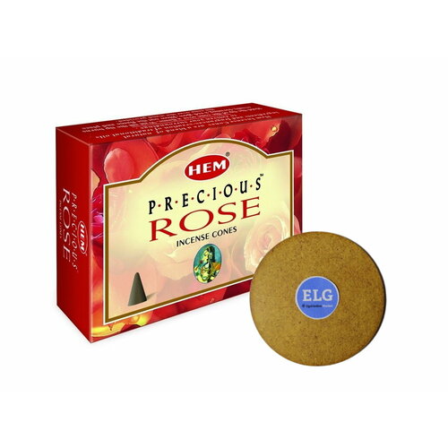 Благовония HEM конусы Роза (Rose) упаковка 10 конусов + подставка ELG