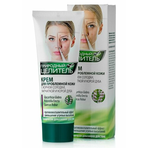 Крем для проблемной кожи с корнем солодки лапчаткой и корой дуба Природный целитель, 75 мл